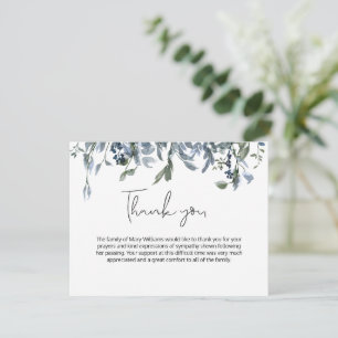 Cartão De Agradecimento Simples Verde Floral Funeral Obrigado