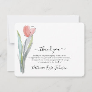 Cartão De Agradecimento Simples Watercolor Tulip Funeral Memorial Obrigado