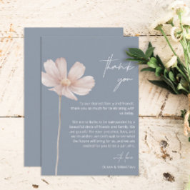 Cartão De Agradecimento Simples Wildflower Boho | Casamento de Dusty Blue