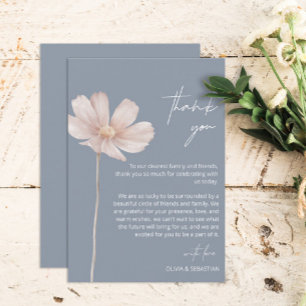 Cartão De Agradecimento Simples Wildflower Boho Casamento de Dusty Blue