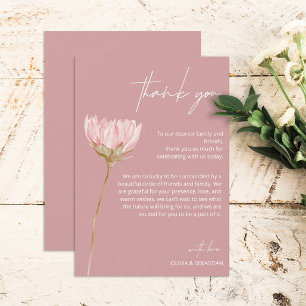 Cartão De Agradecimento Simples Wildflower Boho   Casamento de Rosa Dusty