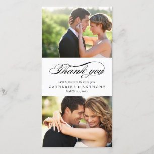 Cartão De Agradecimento Simplesmente Elegante Casamento Obrigado - Branco