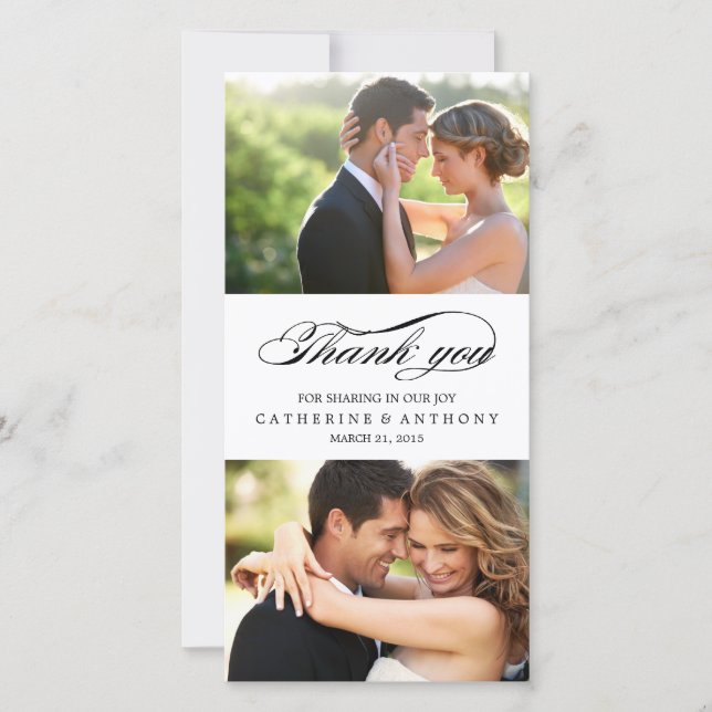 Cartão De Agradecimento Simplesmente Elegante Casamento Obrigado - Branco (Frente)