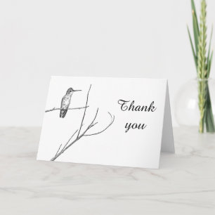 Cartão De Agradecimento simplesmente um beija-flor em um obrigado de pau