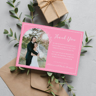Cartão De Agradecimento Simplicidade Floral 1 Casamento Rosa Ballet