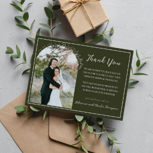 Cartão De Agradecimento Simplicidade Floral 1 Casamento Verde Oliva