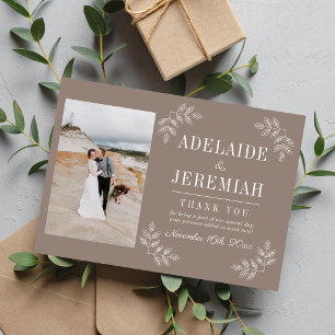 Cartão De Agradecimento Simplicidade Floral 2 Casamento Bege