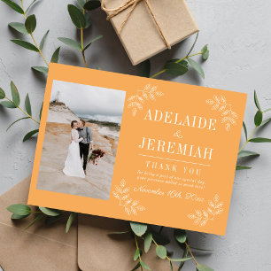 Cartão De Agradecimento Simplicidade Floral 2 Casamento Laranja Sorvete