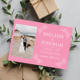 Cartão De Agradecimento Simplicidade Floral 2 Casamento Rosa Ballet