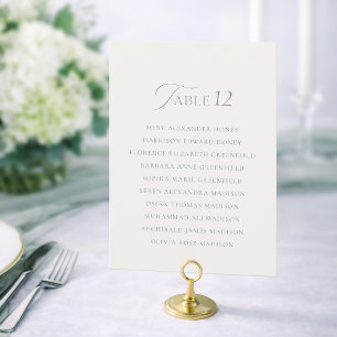 Cartão De Agradecimento Sinal de Número de Mesa de Casamento em Verde Sálv