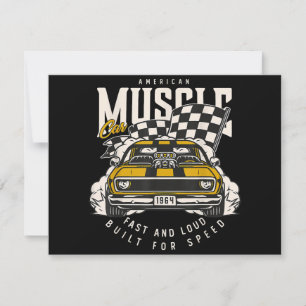 Cartão De Agradecimento Sinalizador de Corrida Muscular Americana Vintage