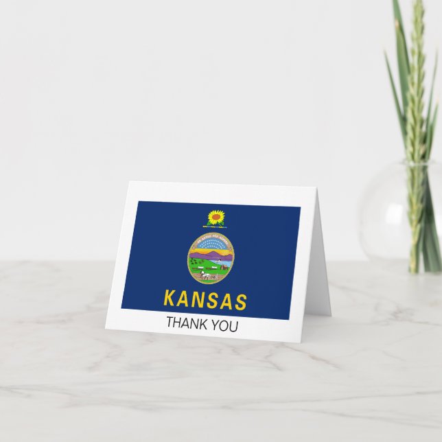 Cartão De Agradecimento Sinalizador do Estado do Kansas (Frente)