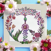 Sinalizador Floral de Paz Floral Aquarela Bonita A