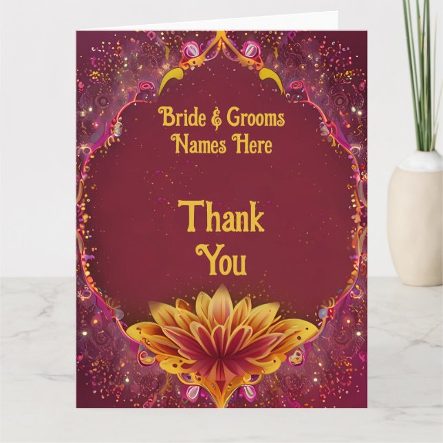 Cartão De Agradecimento Sinfonia Floral: Coleção de Elegância de Casamento (Frente)