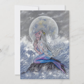 Cartão De Agradecimento Sirena mermaid moon notecard