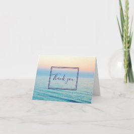 Cartão De Agradecimento Skies Sunset Ocean Beach Blue Weding Obrigado