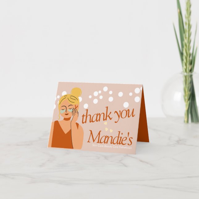 Cartão De Agradecimento Skin Care Estheticista Business Salon Obrigado (Frente)