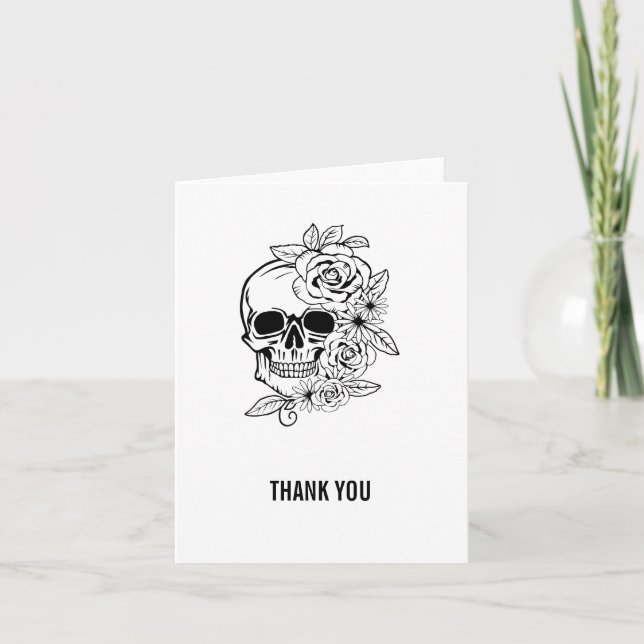 Cartão De Agradecimento Skull Floral Art (Frente)