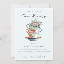 Cartão De Agradecimento Sky Blue Cups Qualquer Festa de Aniversário de Ida