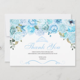 Cartão De Agradecimento Sky Blue Floral Quinceanera Obrigado