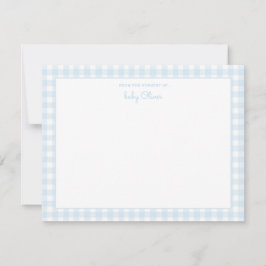 Cartão De Agradecimento Sky Blue Gingham cheque Baby Boy Flat Obrigado