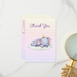 Cartão De Agradecimento Sleeping Baby Elephant Baby Shower Thank You Card
