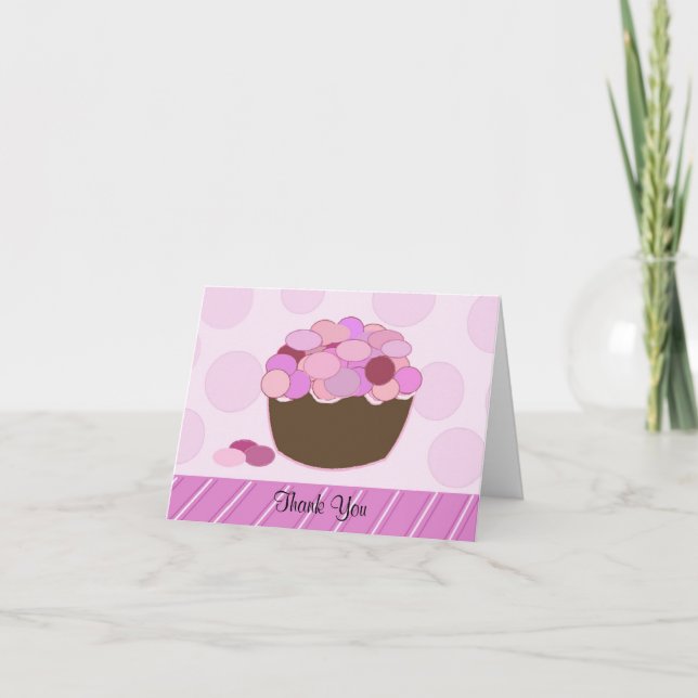 Cartão De Agradecimento Smartie Cupcake Obrigado (Frente)