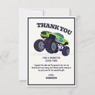 Cartão De Agradecimento Smash Crash- Aniversário do Monstro Caminhão Verde