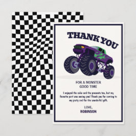 Cartão De Agradecimento Smash Crash - Caminhão Monstro Roxo Moderno de Ani