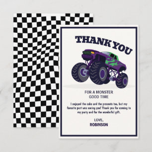 Cartão De Agradecimento Smash Crash - Caminhão Monstro Roxo Moderno de Ani