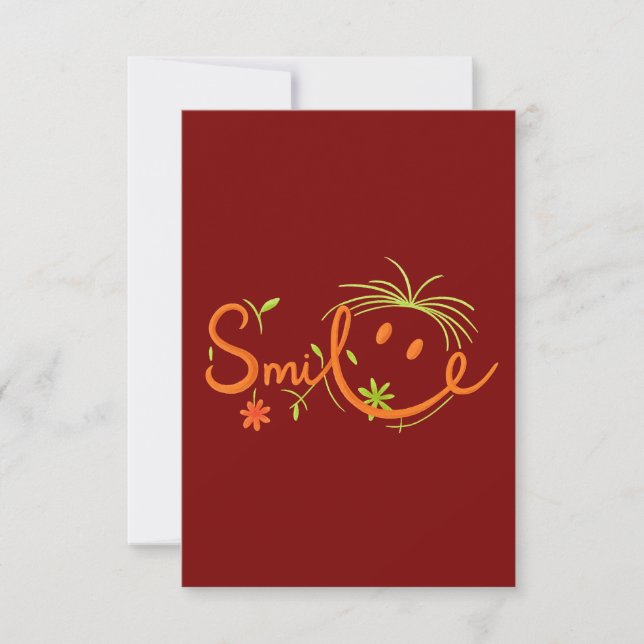 Cartão De Agradecimento Smile Brush Style Line Art | Thank You Card 3.5"x5 (Frente)
