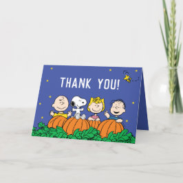 Cartão De Agradecimento Snoopy e Abóbora Primeiro Aniversário Obrigado