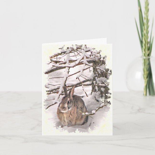 Cartão De Agradecimento Snow Bunny Thank You (Frente)