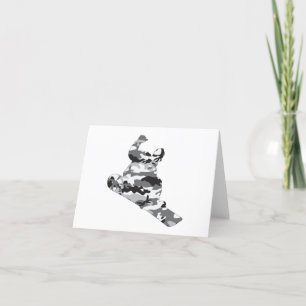 Cartão De Agradecimento Snowboarder na Cinza de Camouflage