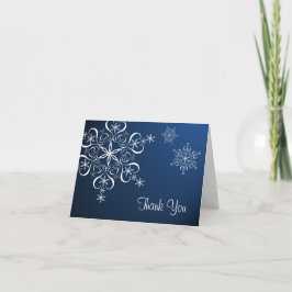 Cartão De Agradecimento Snowflake Blue Elegance Obrigado