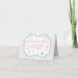 Cartão De Agradecimento Snowflaver Silver Glitter Winter Obrigado