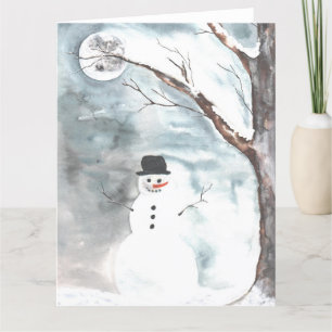 Cartão De Agradecimento Snowy Forest Snowman