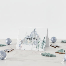 Cartão De Agradecimento Snowy Mountain Evergreen Baby Shower 