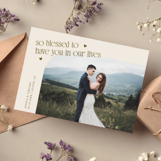 Cartão De Agradecimento So Blessed Cream Wedding Photo (Criador carregado)