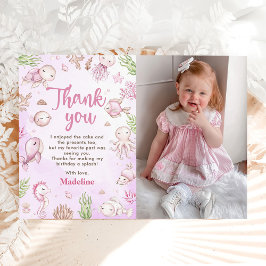 Cartão De Agradecimento Sob A Foto Da Festa de aniversário Sea Girl