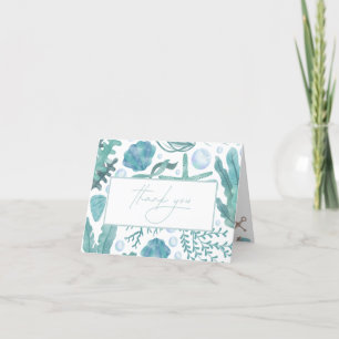 Cartão De Agradecimento Sob o Mar Aquarela Náutica Obrigado