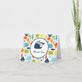 Cartão De Agradecimento Sob o Mar, Chá de fraldas Náutico Obrigado Nota