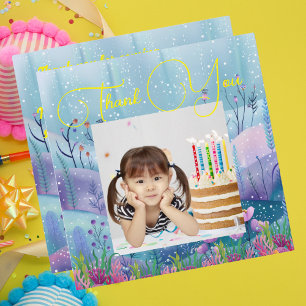 Cartão De Agradecimento Sob O Mar, Foto Da Mereia Mágica, Aniversário