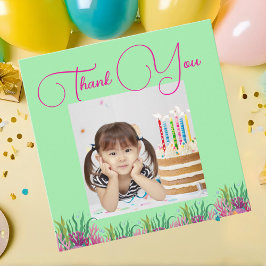 Cartão De Agradecimento Sob O Mar, Foto Da Mereia Mágica, Aniversário