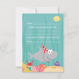 Cartão de agradecimento sob o mar para preencher