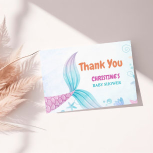 Cartão De Agradecimento Sob o partido Sea Mermaid Chá de fraldas