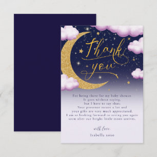 Cartão De Agradecimento Sobre o Chá de fraldas da Moon Girl Obrigado