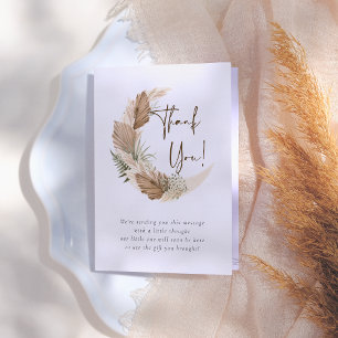 Cartão De Agradecimento Sobre O Chá de fraldas Da Palma Da Lua E Do Pampas