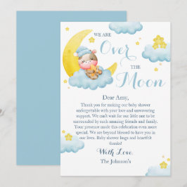 Cartão De Agradecimento Sobre O Chá de fraldas Da Vaca Moon Boy