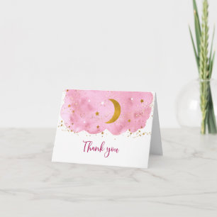 Cartão De Agradecimento Sobre o Chá de fraldas Dourado Rosa-Lua